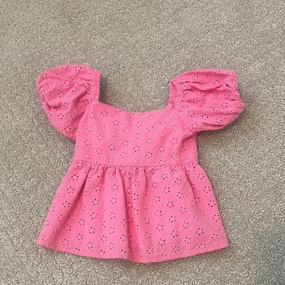 Posh Peanut Pink Puff Sleeve Eyelet Blouse